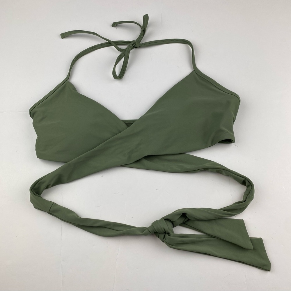 Aerie Wrap Halter Adjustable Straps Bikini Top Green Size M NWOT - Picture 4 of 7
